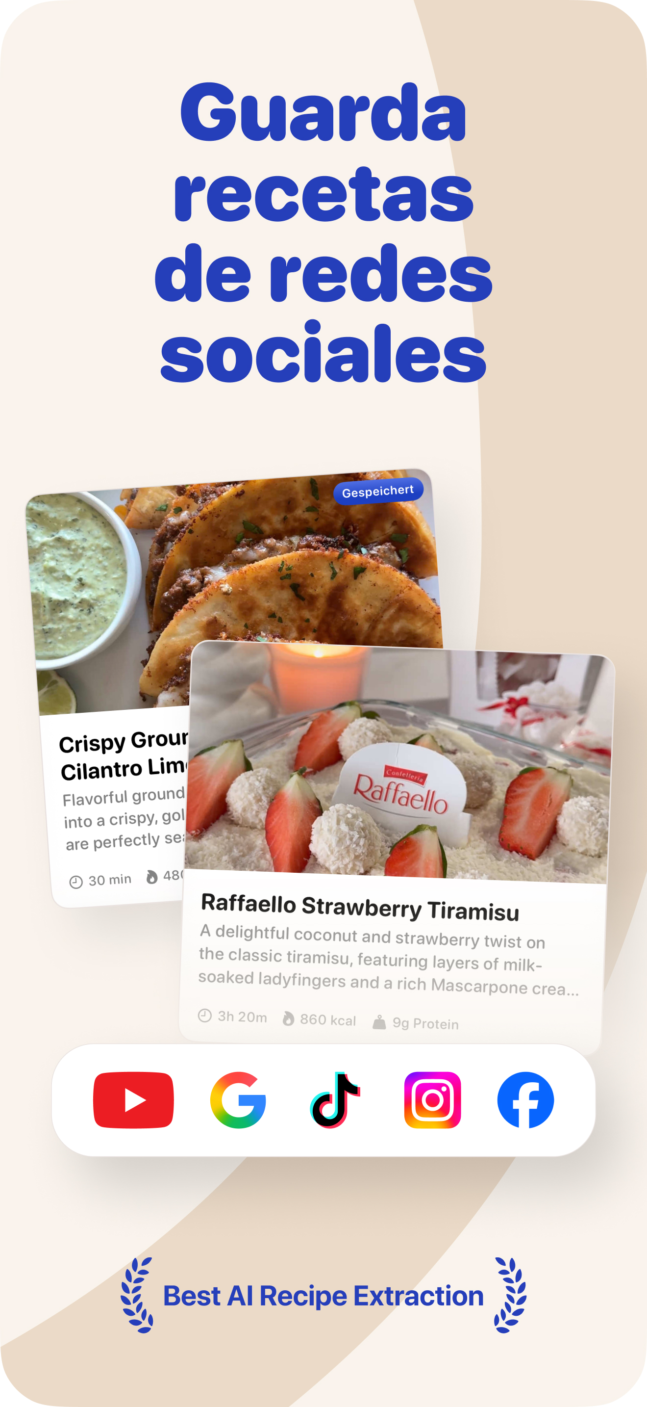 Guarda recetas desde redes sociales